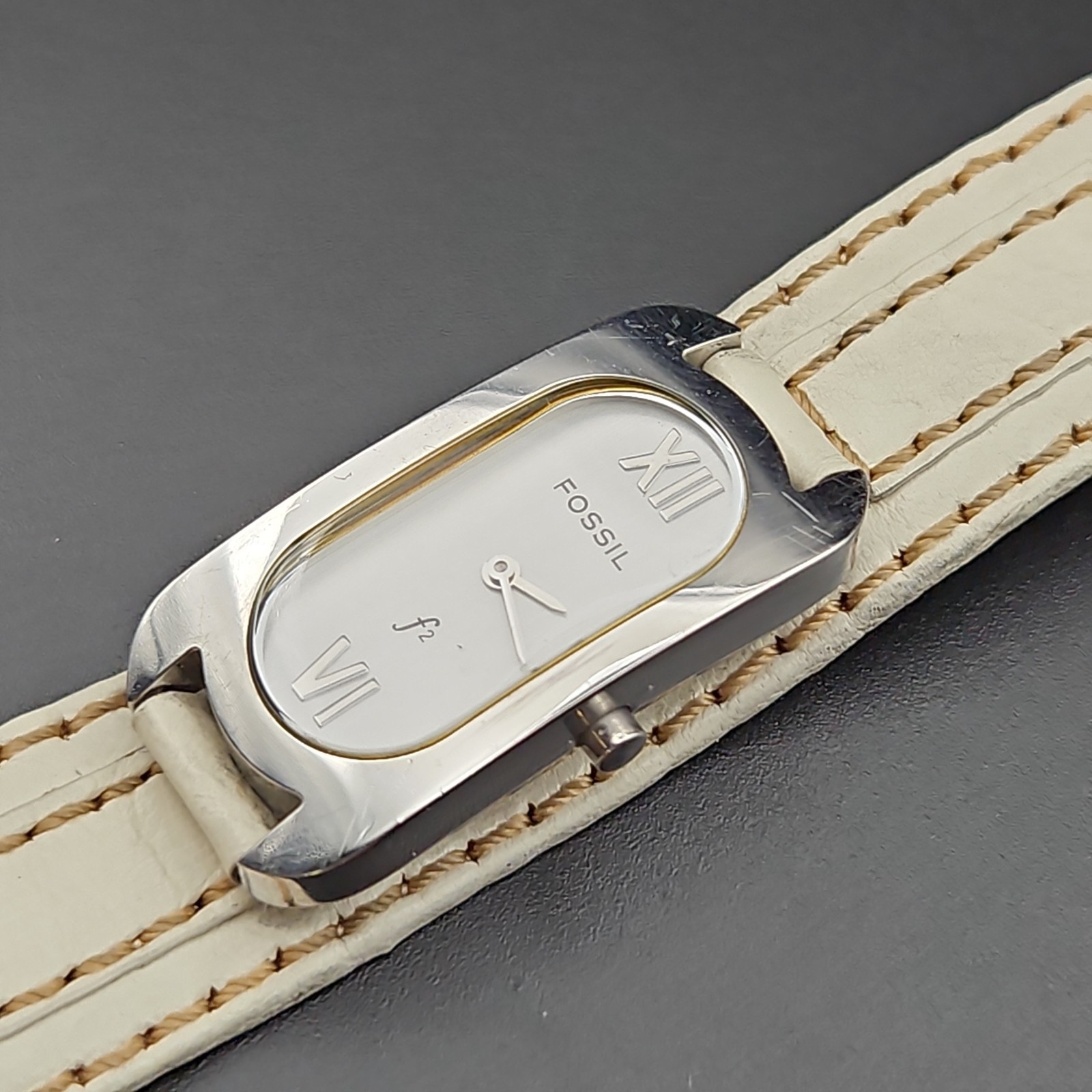 Fossil F2 #ES-9516 Stainless And Leather New Battery Good Condition