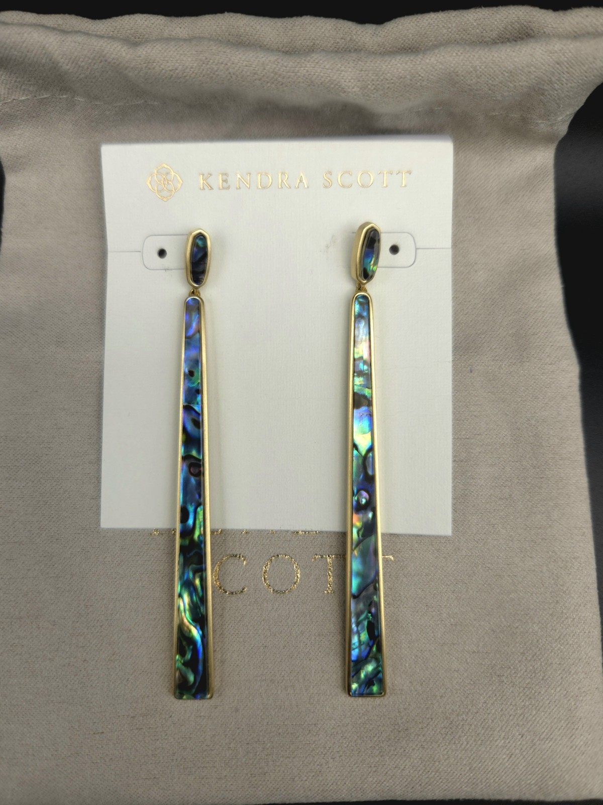 NWT Kendra Scott Brooklyn Shell Earrings – Gold Abalone Shell
