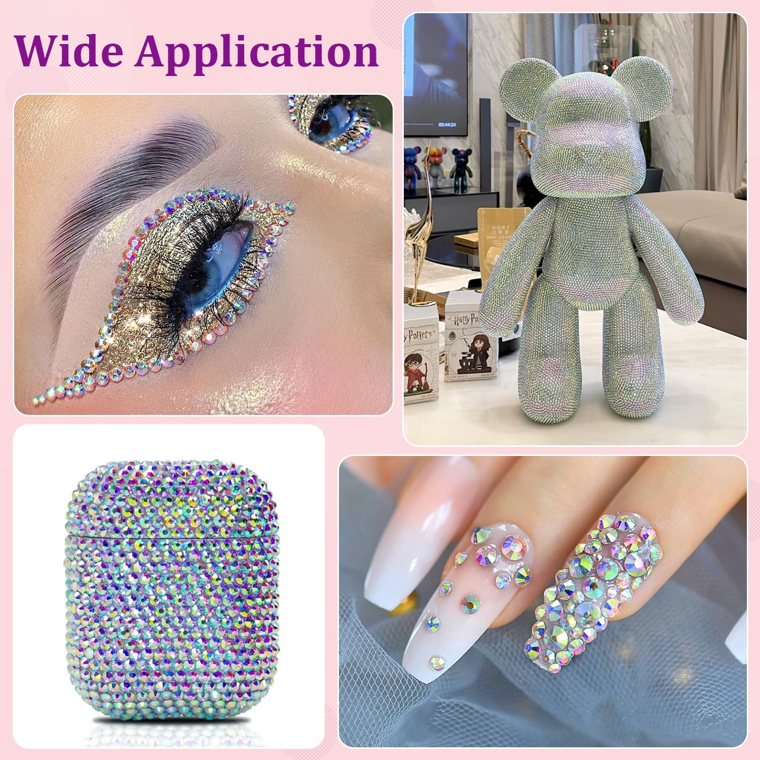 25000pcs Resin Rhinestones for Crafting AB Flatback Non Hotfix Mixed Sizes