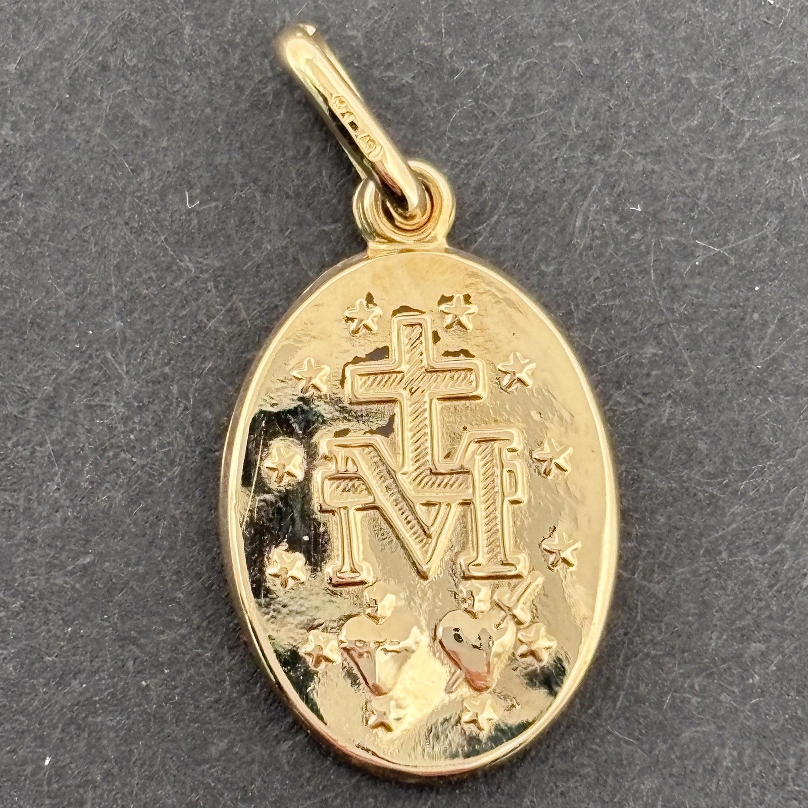 Miraculous Medal 15mm 18k Yellow Gold – Italy – UnoArre