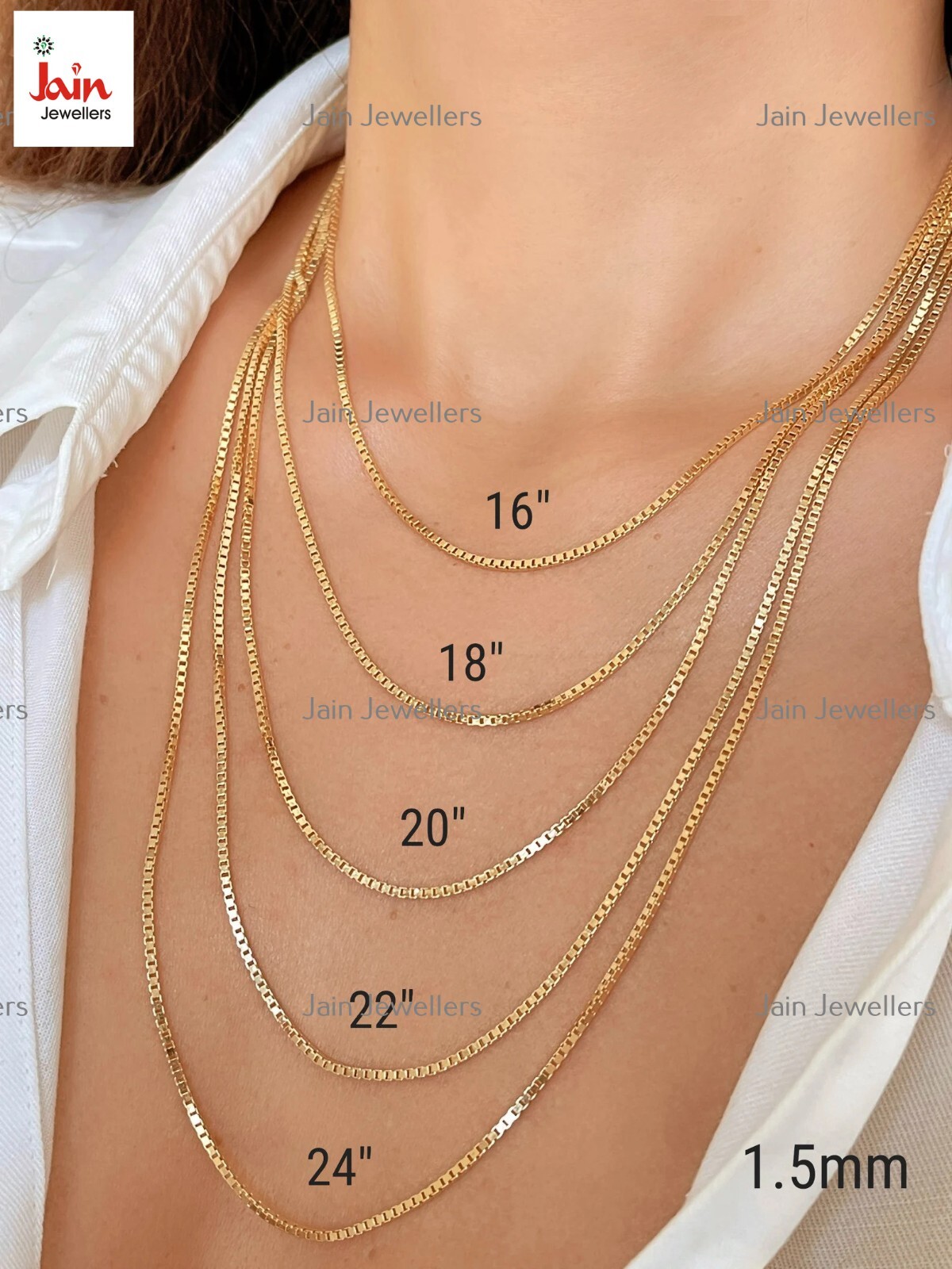 18 Kt Diamond Cut Mirror Square Box Link Necklace Chain 1MM To 3MM, 15 To 26 In