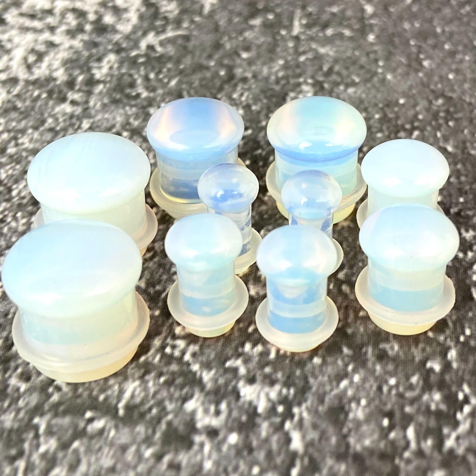 Pair of SINGLE FLARE Opalite Stone Plugs organic gauges PICK SIZE