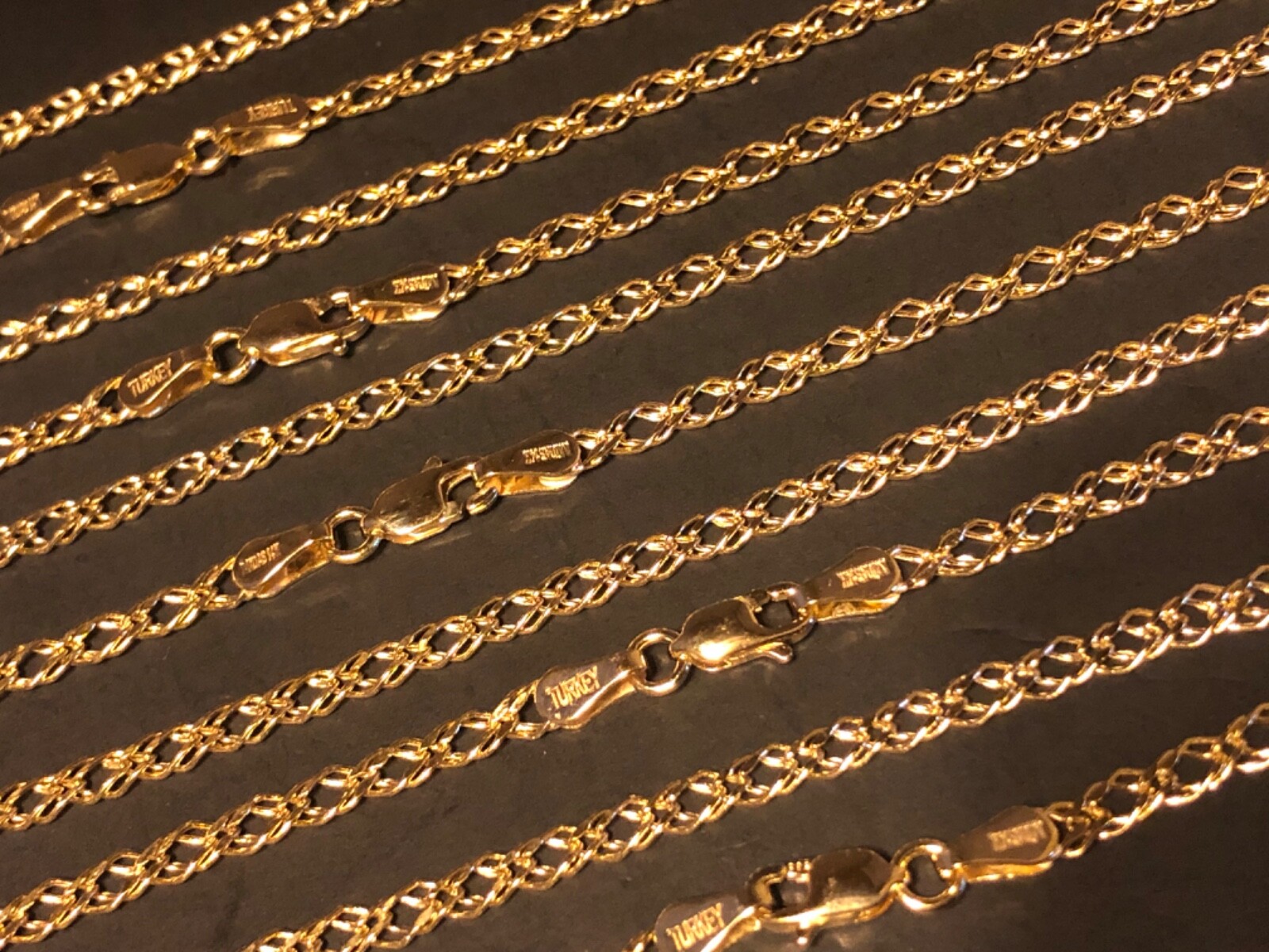 14 k Solid Yellow Gold 2.7 mm Rombo Chain Necklace 16″,18″,20″,22″,24″.