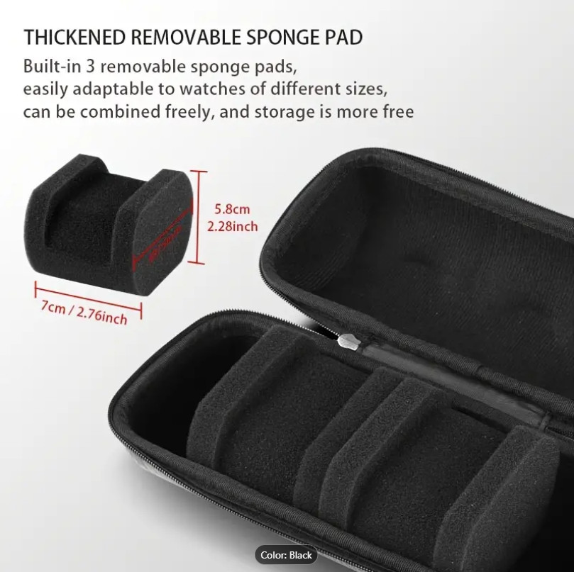 2 Slots Hard Travel Watch Roll Case Wristwatch Display Storage Box Organizer