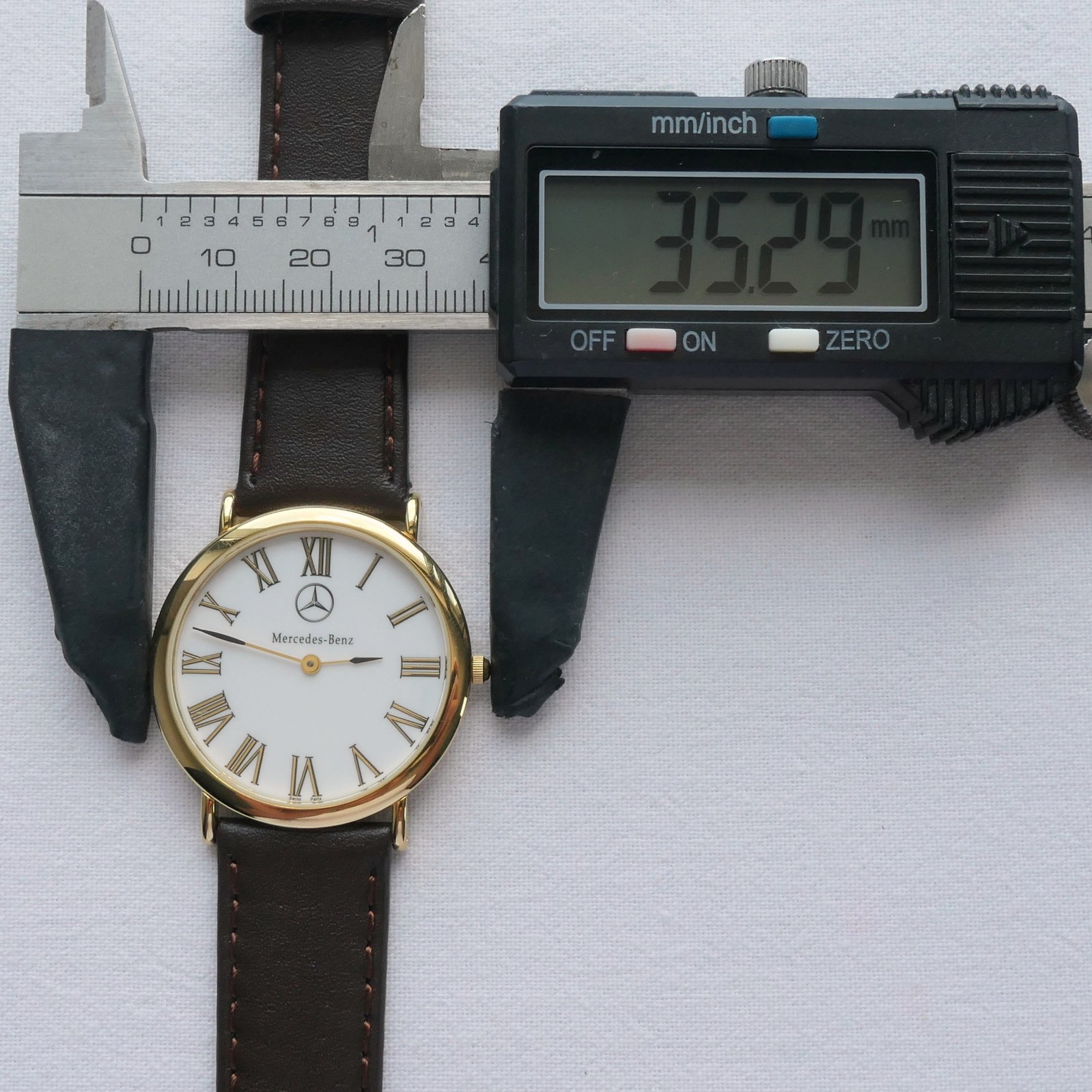 Mercedes Benz Classic Car Accessory 18k Gold Plated Swiss Made Luxury Watch