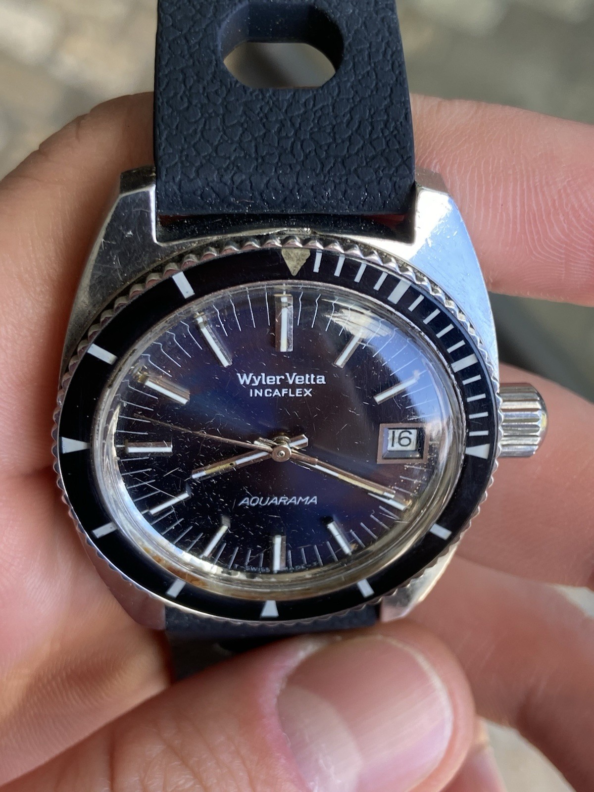 Vintage Rare Wyler Vetta Aquarama Automatic Diver Sub Watch
