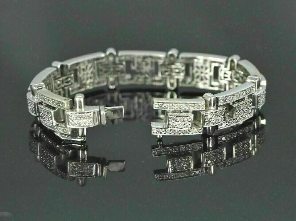 10.00Ct Round Cut Lab Created Diamond 14K White Gold Fn Men’s Tennis Bracelet