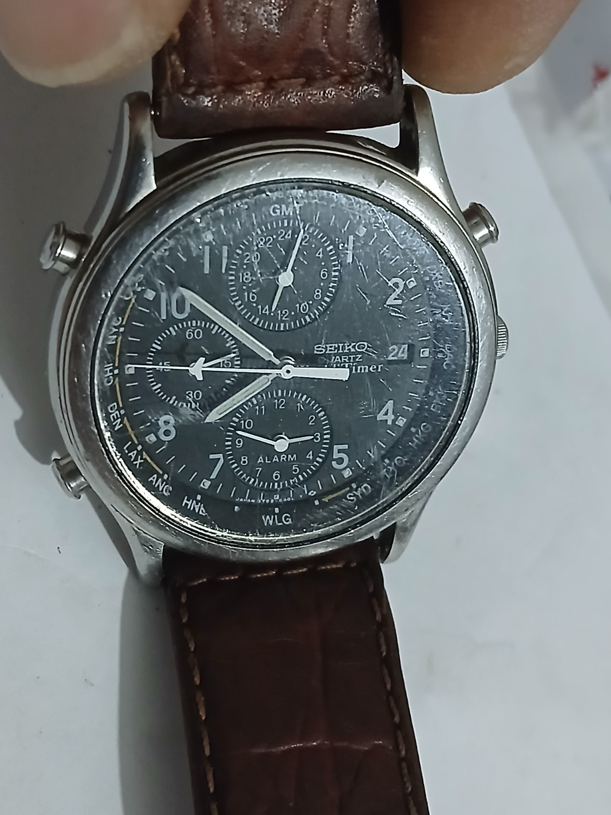Vintage Seiko Alarm Clock Seiko GMT Seiko 5T52-6A10 Wrist Watch