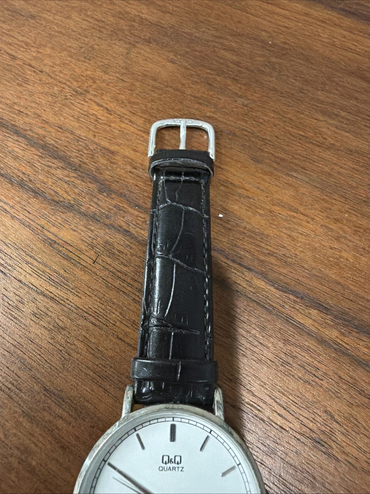 Q&Q by Citizen 3 Bar Silver Tone Black Band Men’s Watch Needs New Battery