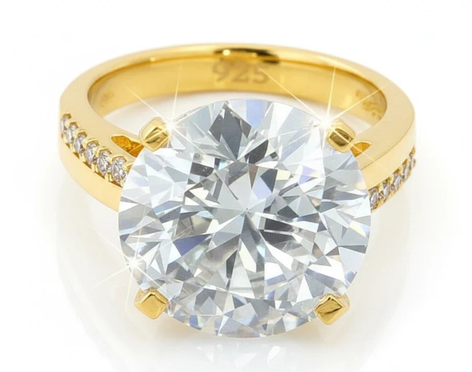 925 Sterling Silver 7.36Ct Round Lab Diamond Ring VS1 F Color Engagement