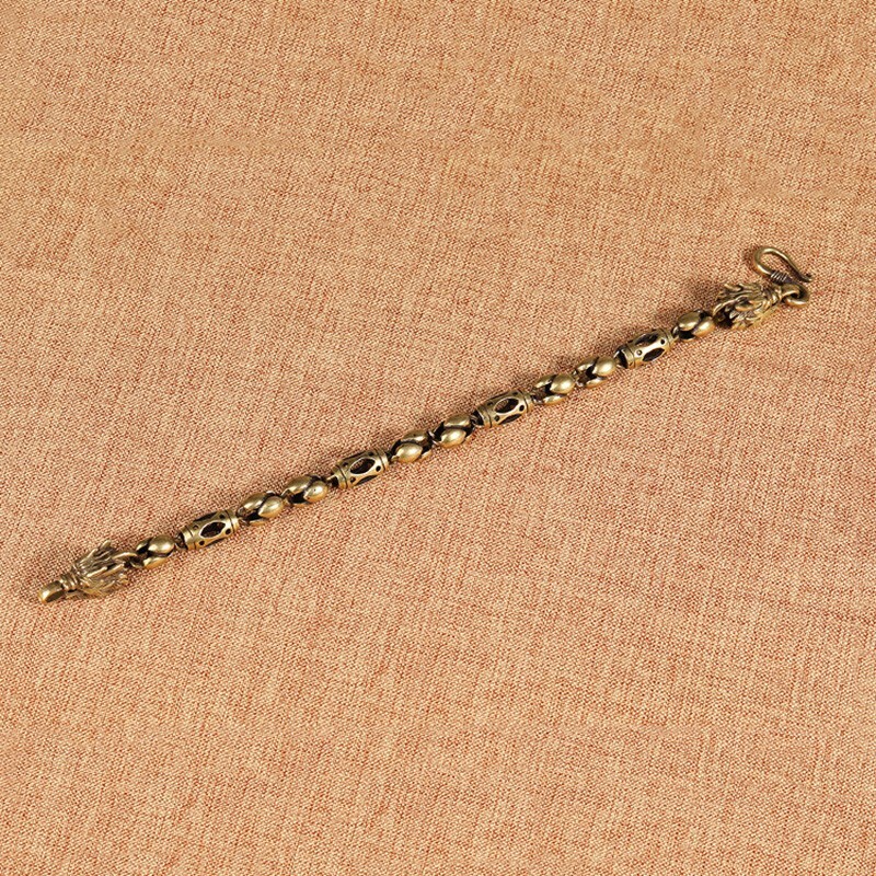 Pure Vintage Brass Dragon Head Bracelet Jewelry Fashion Hand Chain Bangle Craft