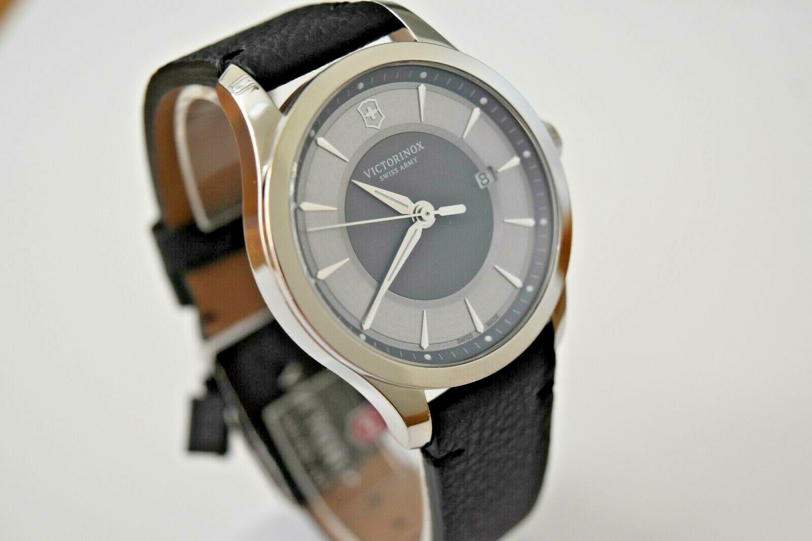 Swiss Army Men’s Alliance SS Black Leather Sapphire Crystal 241804 $395 Watch