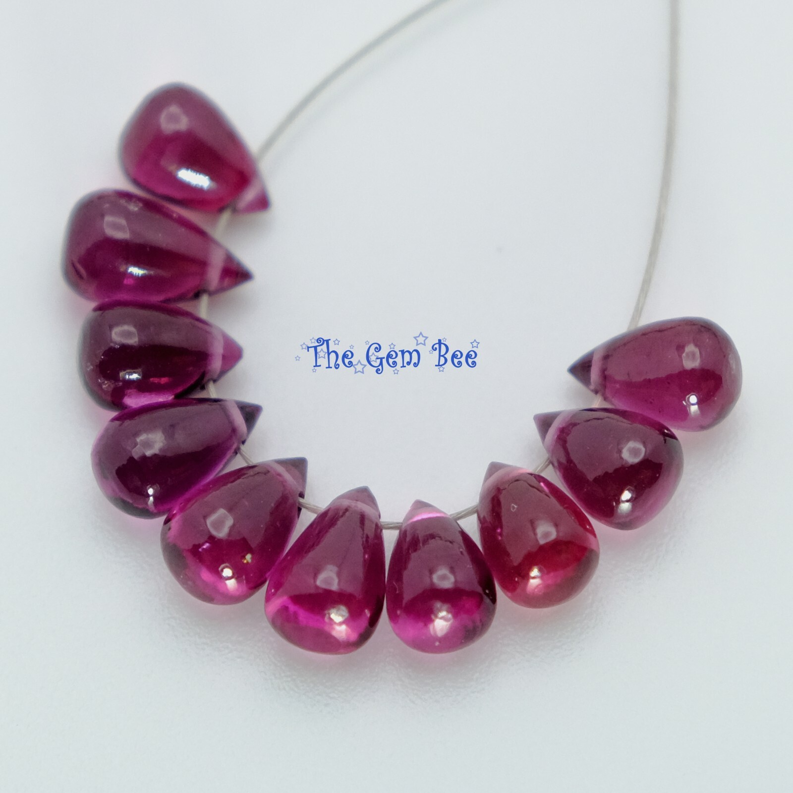 Gem Rhodolite Garnet Smooth Full Teardrop Briolette Beads (10)