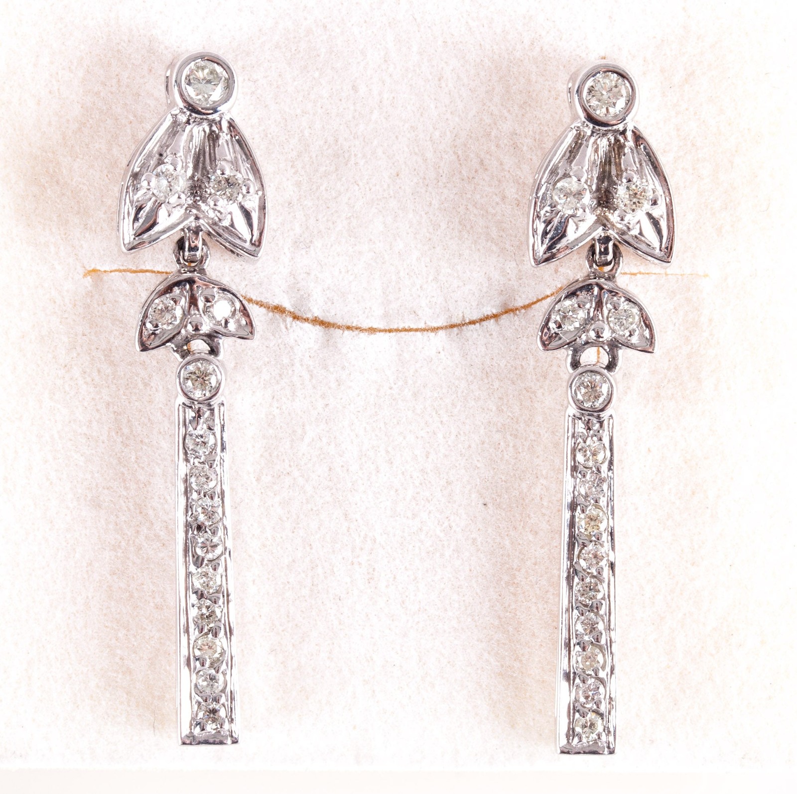 14k White Gold Round H-I SI1-SI2 Diamond Dangle Earrings .49ctw 4.98g