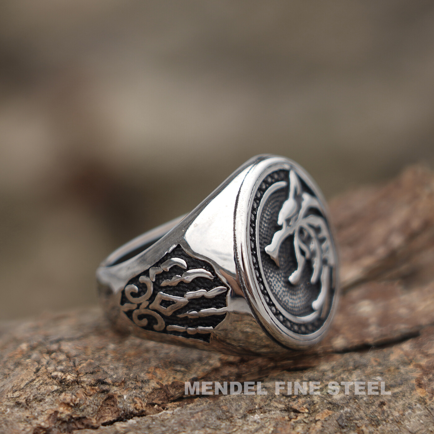 MENDEL Mens Norse Viking Wolf Head Claw Paw Ring Men Stainless Steel Size 7-15