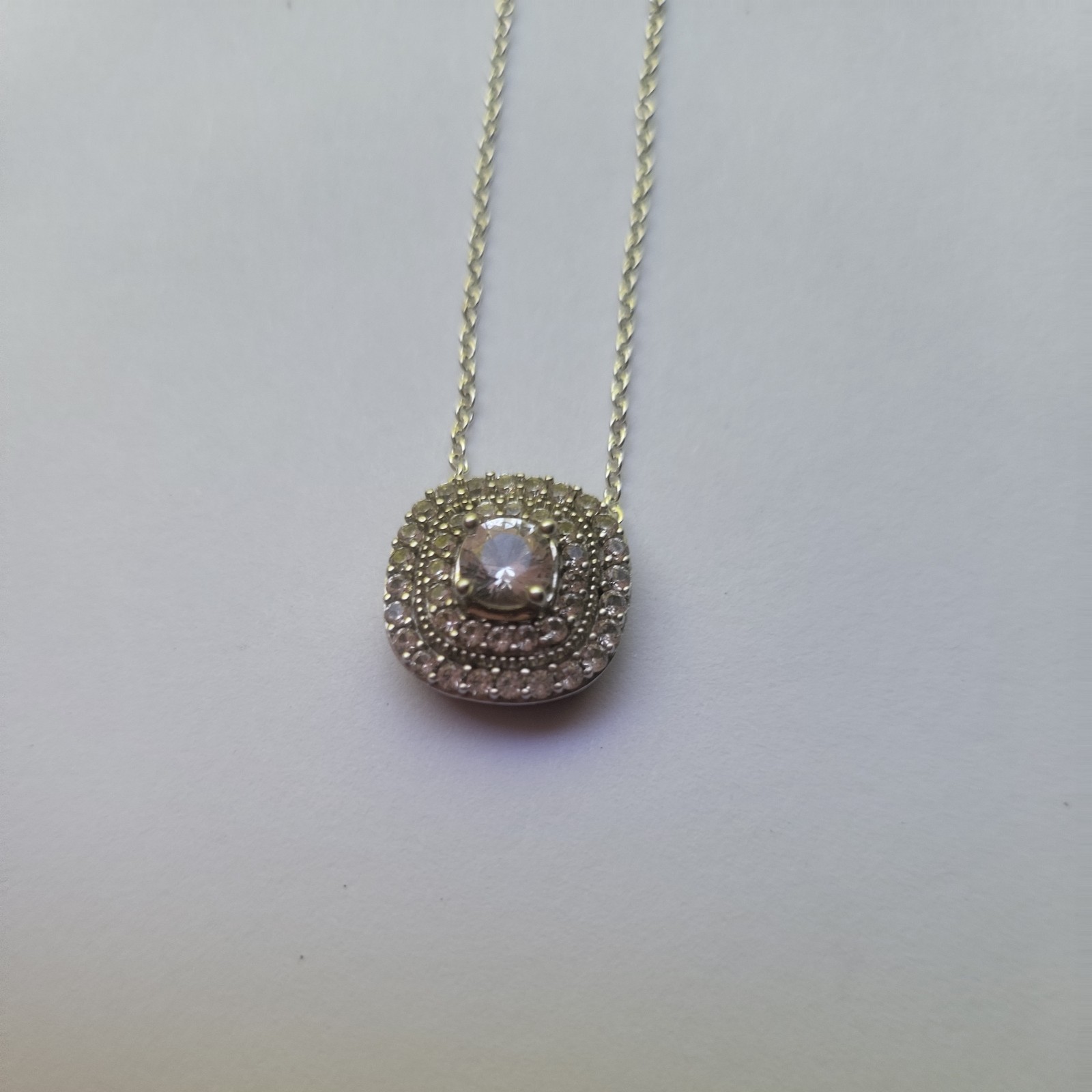 KAYS 925 STERLING SILVER WHITE SAPPHIRE & DIAMOND HALO PENDANT & Earings