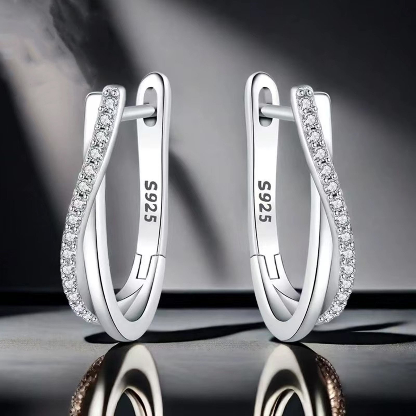 925 Silver Star Twisted Line Earrings Jewelry Versatile Hoop Earrings For Women