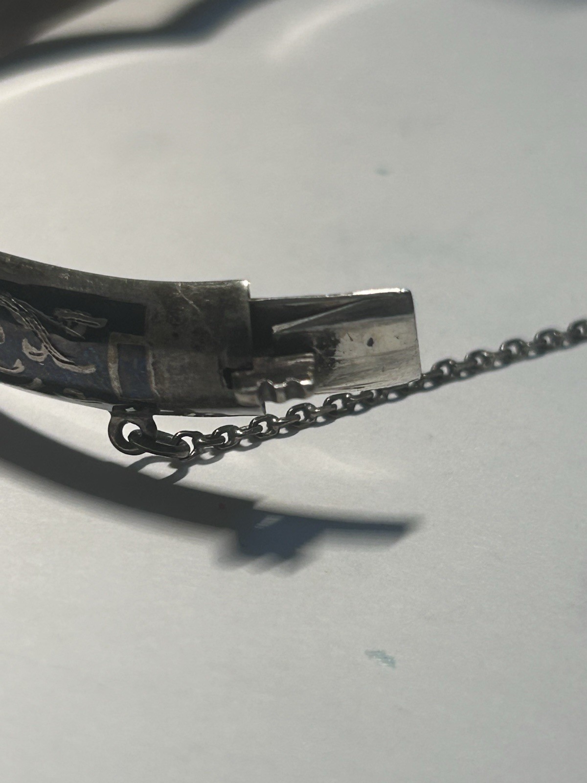 Sterling Vintage Engraved Cuff Bracelet 925 Silver Push Lock