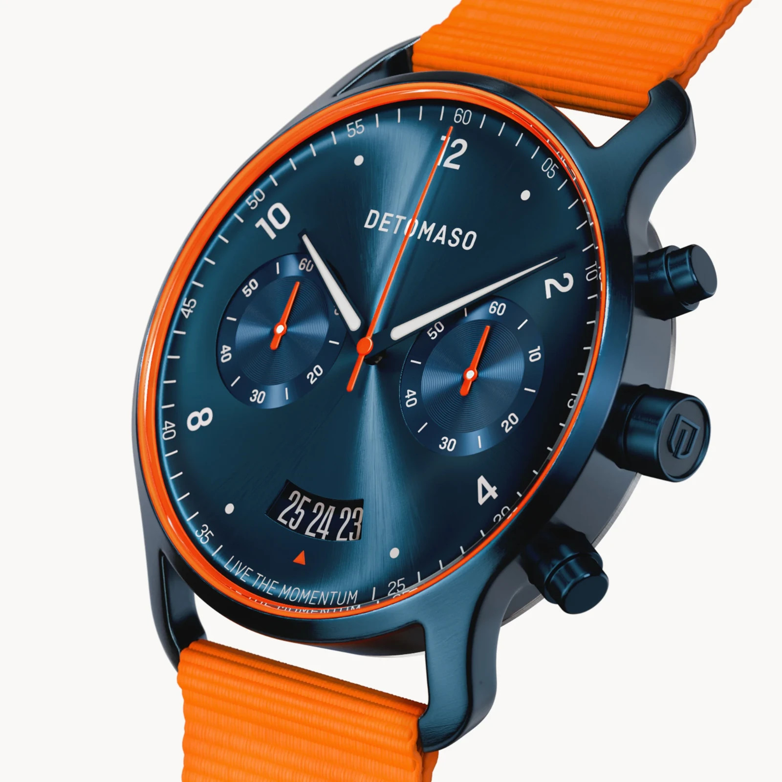 DETOMASO SORPASSO CHRONOGRAPH VELOCITÀ BLUE ORANGE 42mm MSRP $219 🔥NEW🔥