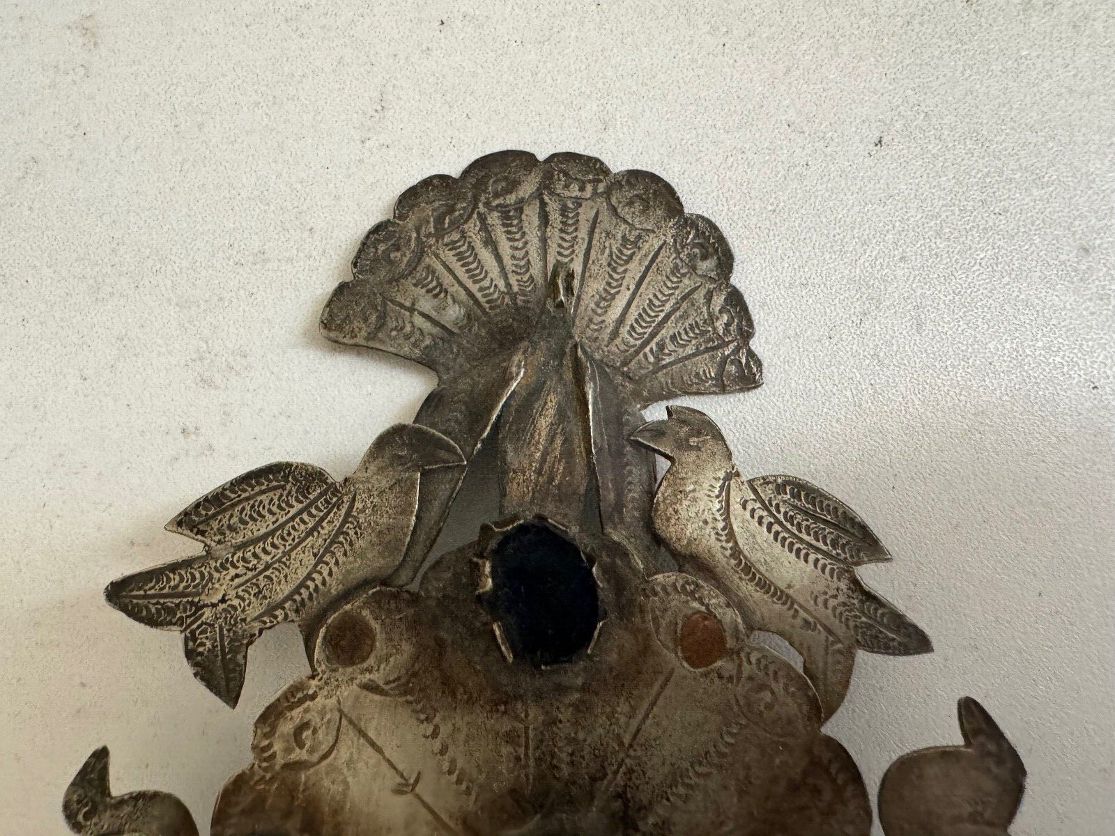 Antique Spanish Colonial Peruvian Large Tupu Shawl Pin Birds & Articulated Fish