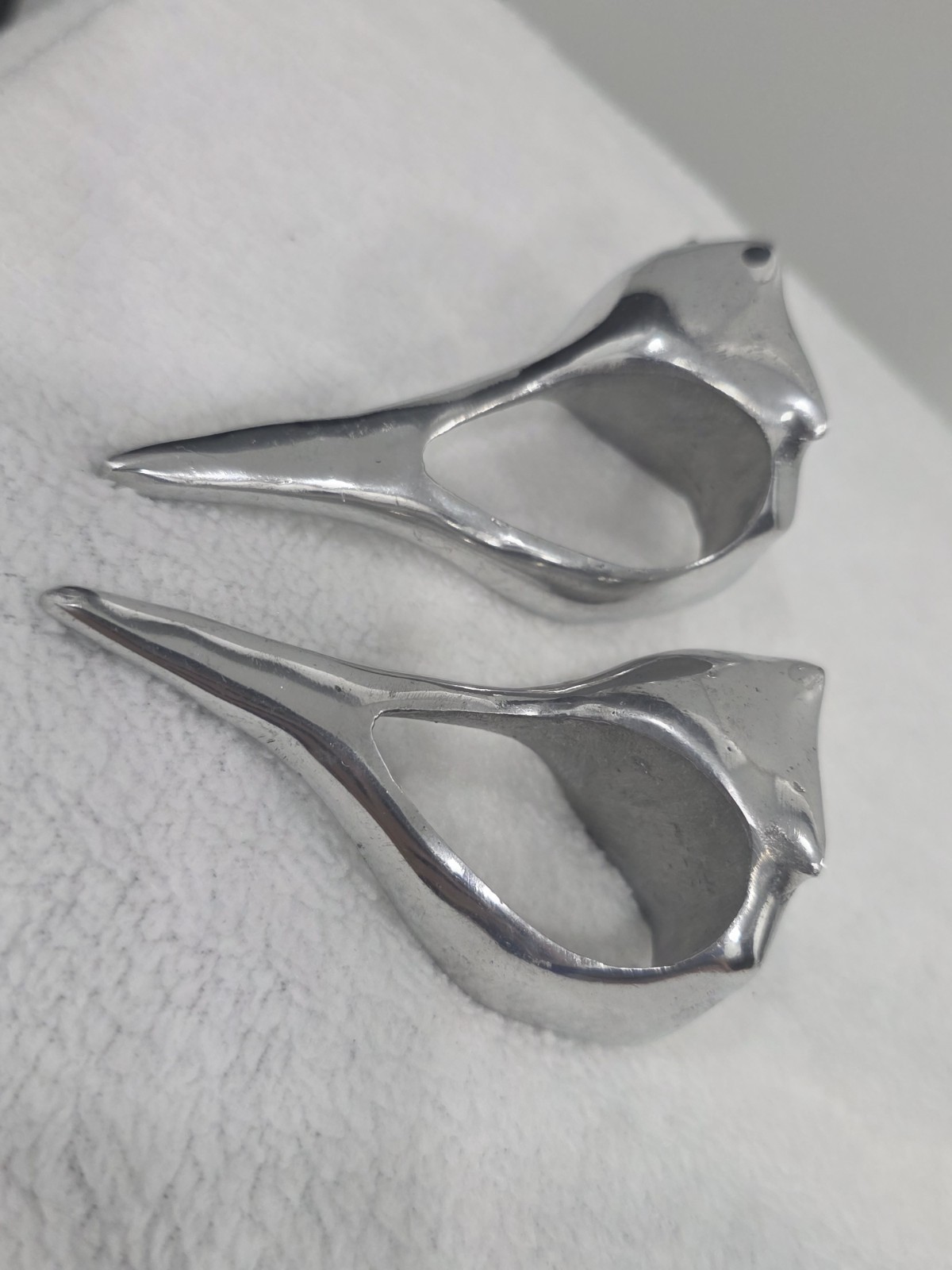 Silver Tone Metal Shell Stud Earrings Butterfly Back Closure No Stone