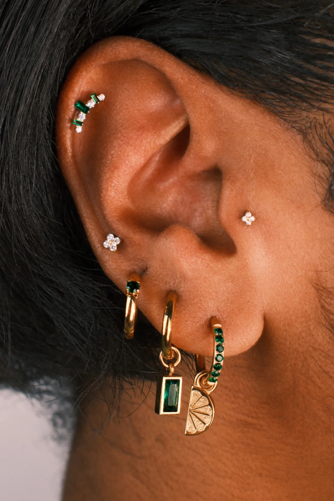 NWT Cords Club Emerald Titanium Celestial Hoops