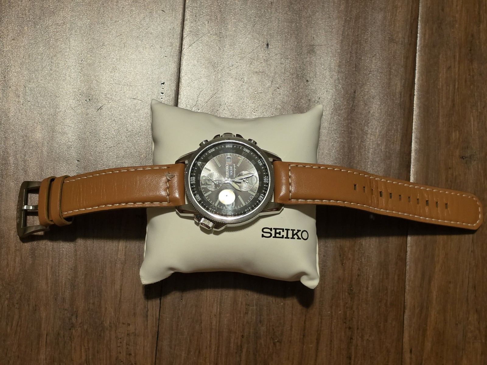 Seiko SSC081 Prospex Men’s Black Field Pilot Watch Solar Chronograph Compass