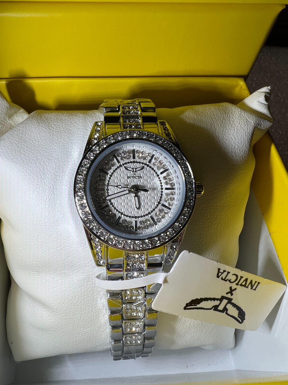 Invicta Wildflower I Women’s 32mm silver iced out crystal dress watch Retail$229