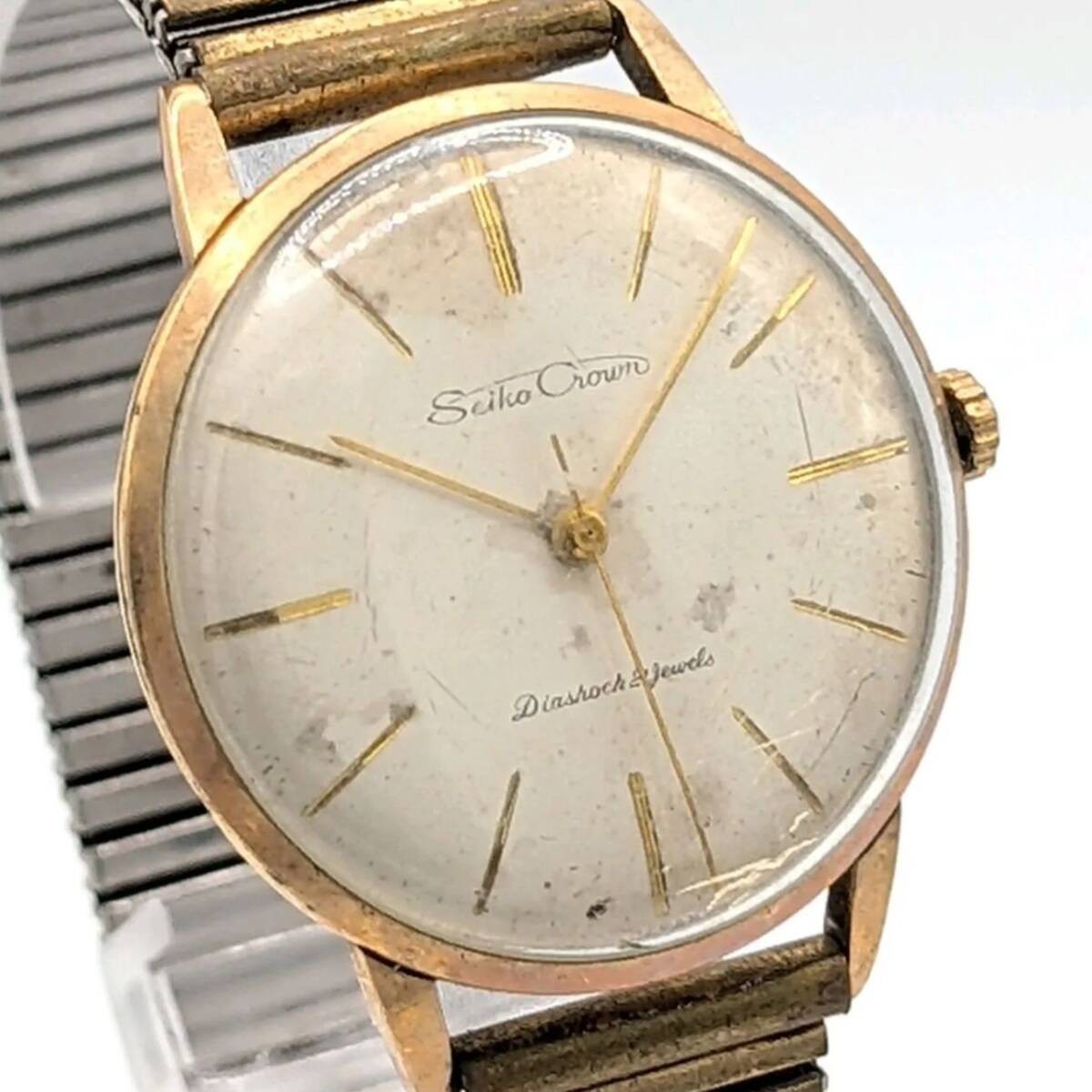 SEIKO CROWN Watch Hand Winding Men’s Round Gold Working Seiko Champion Watch Man