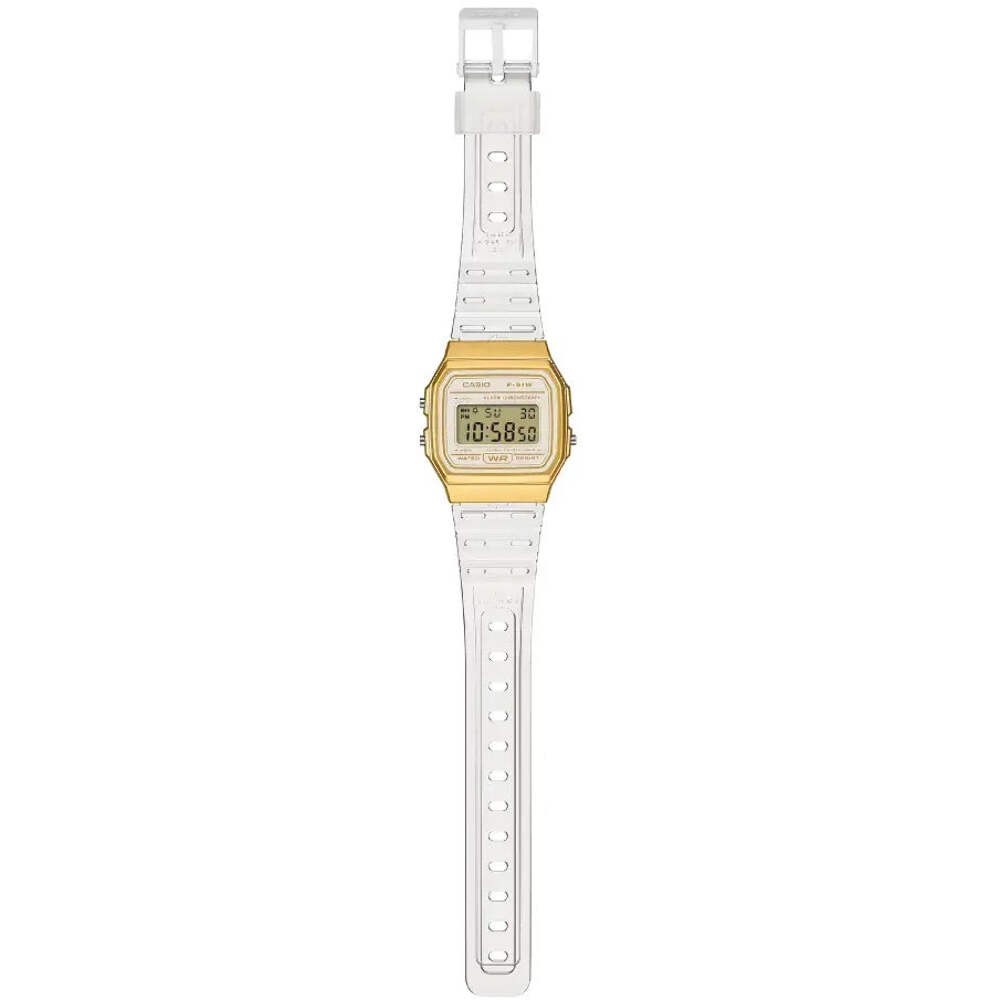 Casio Gold/Transparent Strap Classic Unisex Digital Watch F-91WS-7A2