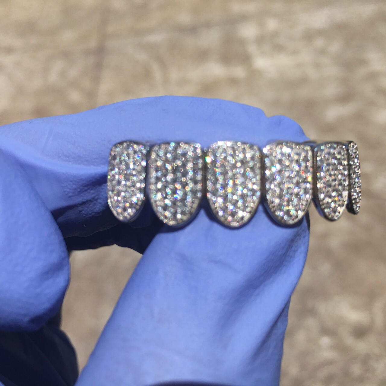 Real 925 Sterling Silver Grillz Micro Pave Iced Flooded Out CZ Bottom Teeth