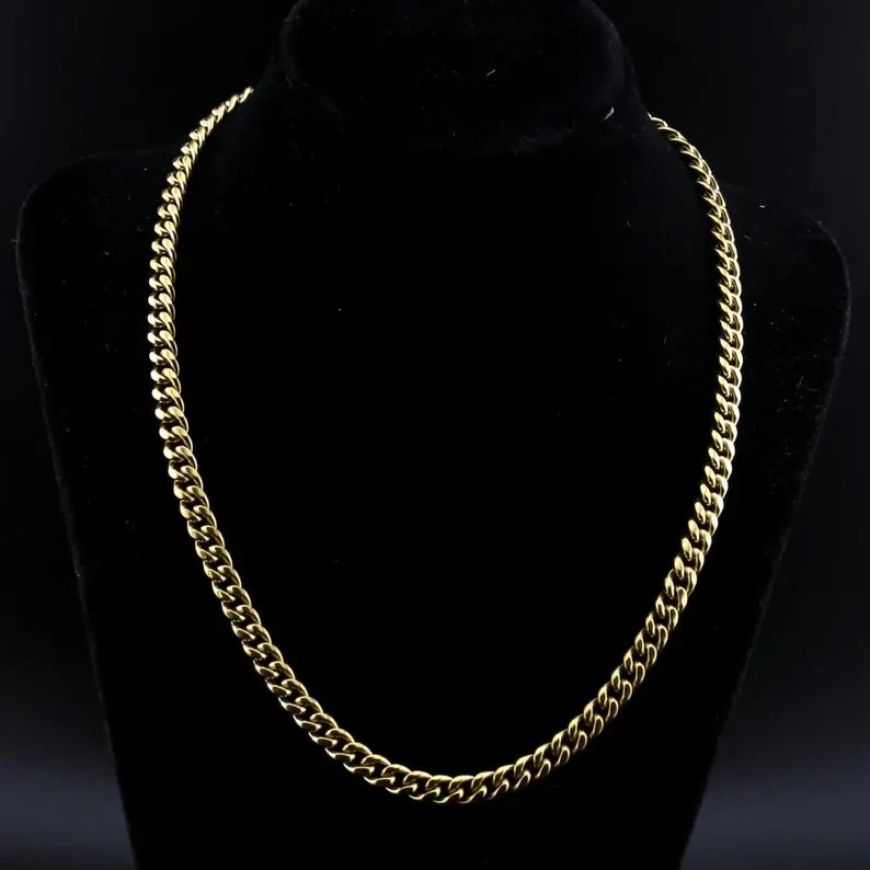 18k Gold Plated 925 Sterling Silver Cuban Curb Chain Necklace Heavy Version