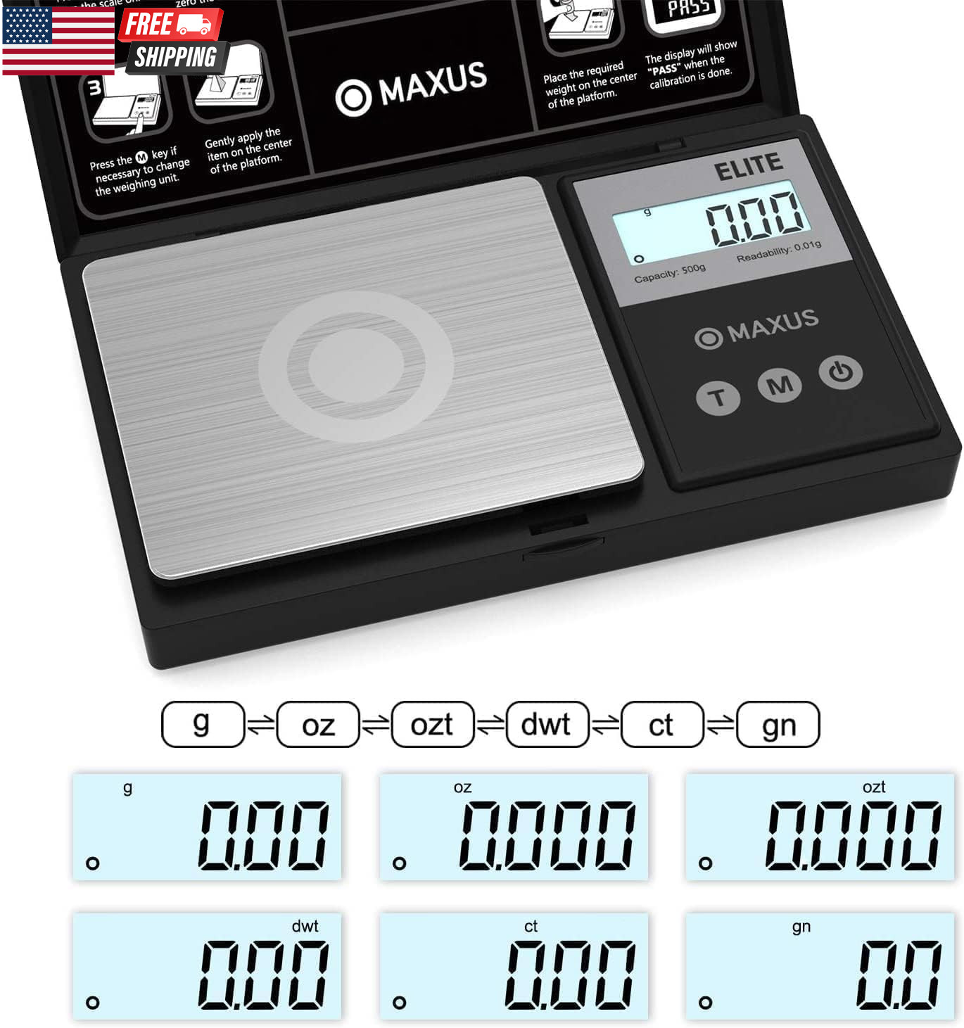 Digital Pocket Gram Scale 500G X 0.01G High Precision with Tray, Weighs Small Fo