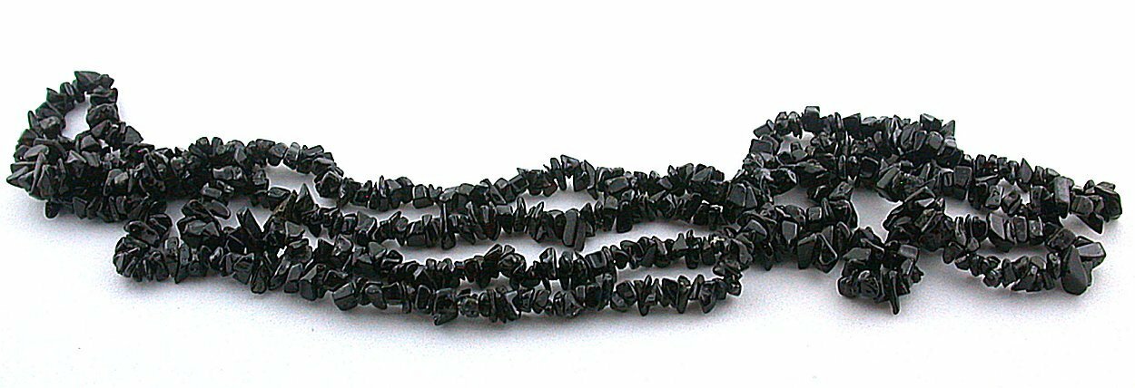 Black Tourmaline Polished Petite 3mm to 7mm Chip Nugget Bead 36 Inch Strand