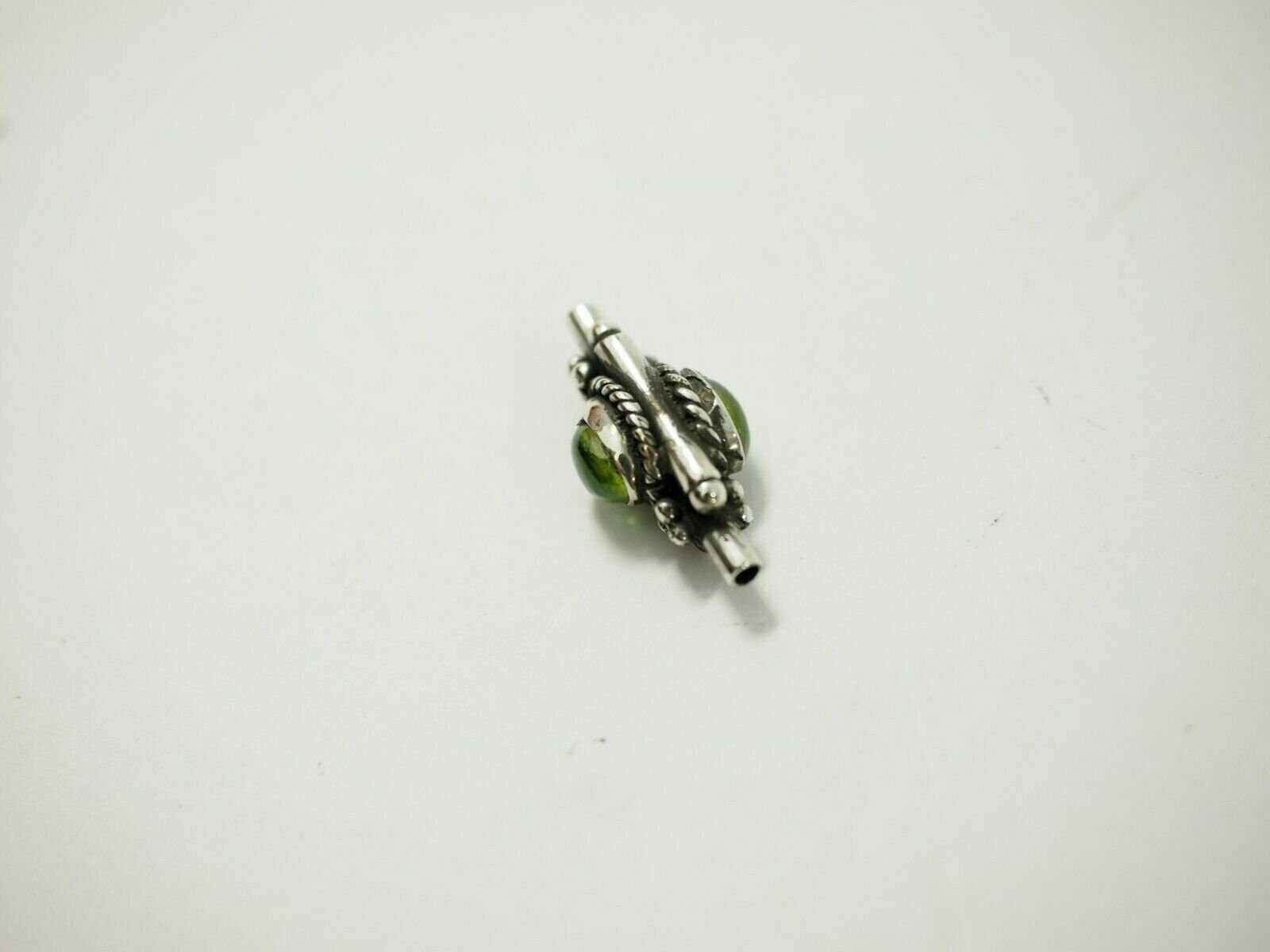 Cute handmade Two Stone Peridot Bali Bead Sterling Silver 18.8mm x 9.2mm