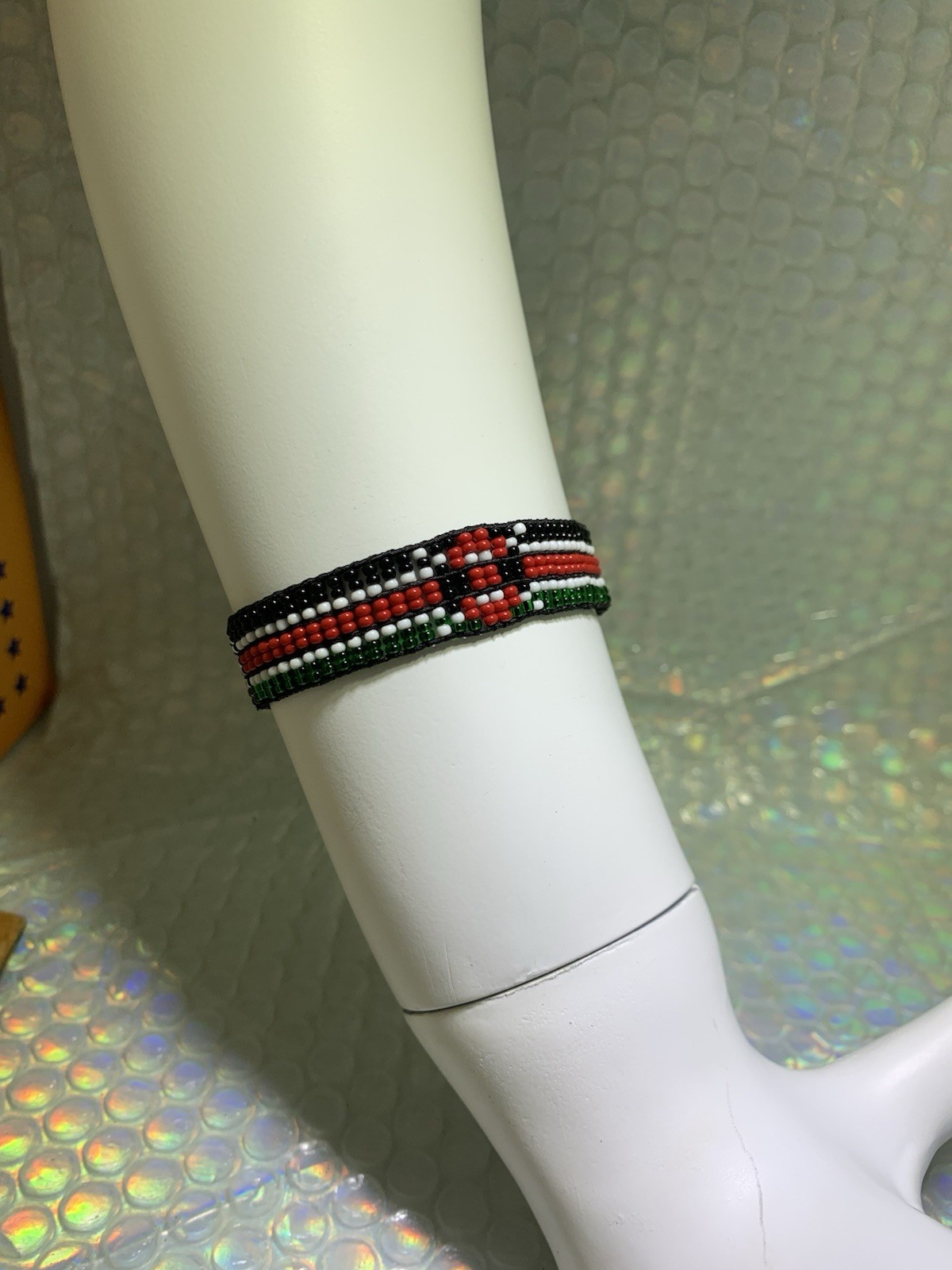 Made In Kenya Maasai Warrior Shield Colors Bracelet For Trash Litter Cleanup