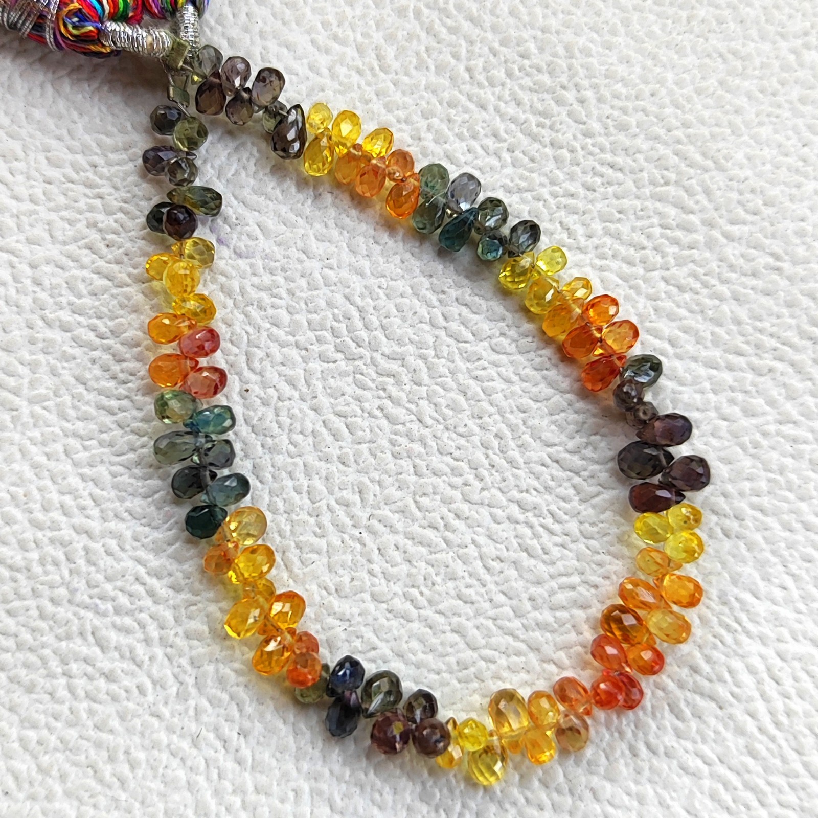 Rainbow Sapphire 4x3mm Faceted Drop Shape Gemstone Beads 5.5 Inch Strand