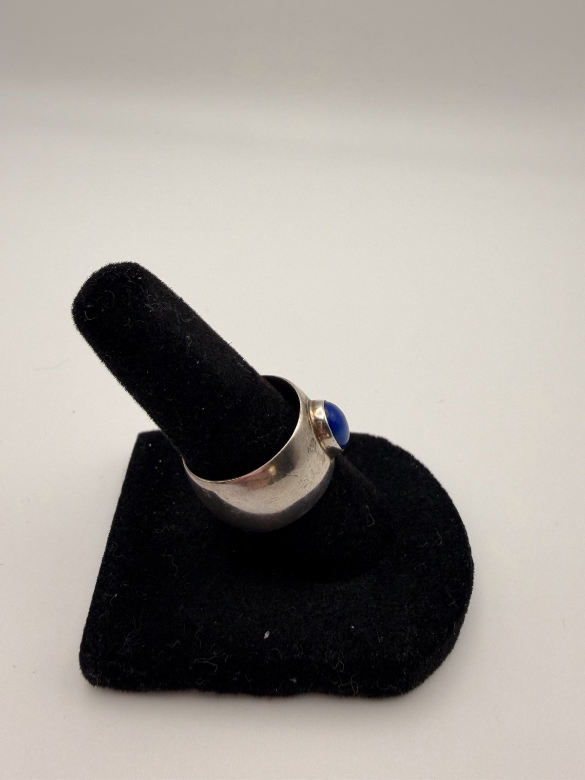 Vintage JK Sterling Silver Lapis Lazuli Ring Size 6 Wide Band Statement Signed