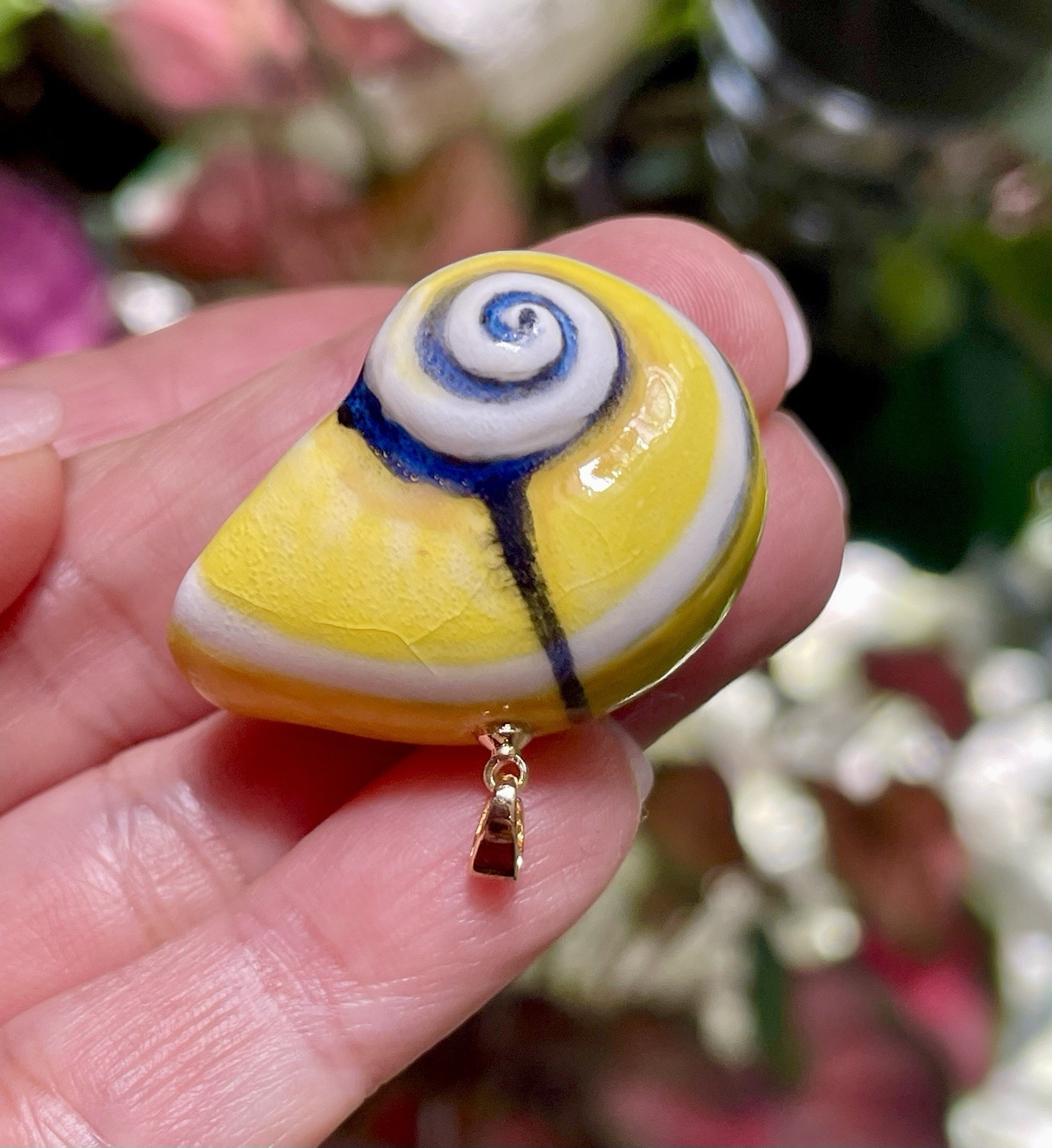 Handmade Ceramic Pendant Jewelry. Unique piece. White heart