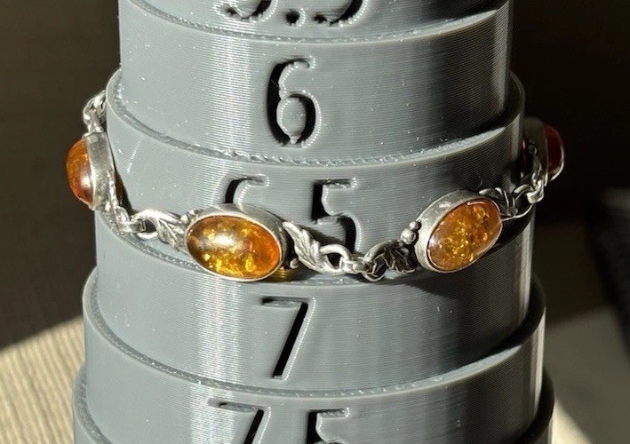 Vtg 925 Sterling Oval Cognac Amber Stones Link Leaf Chain Bracelet 7 Inches 10g