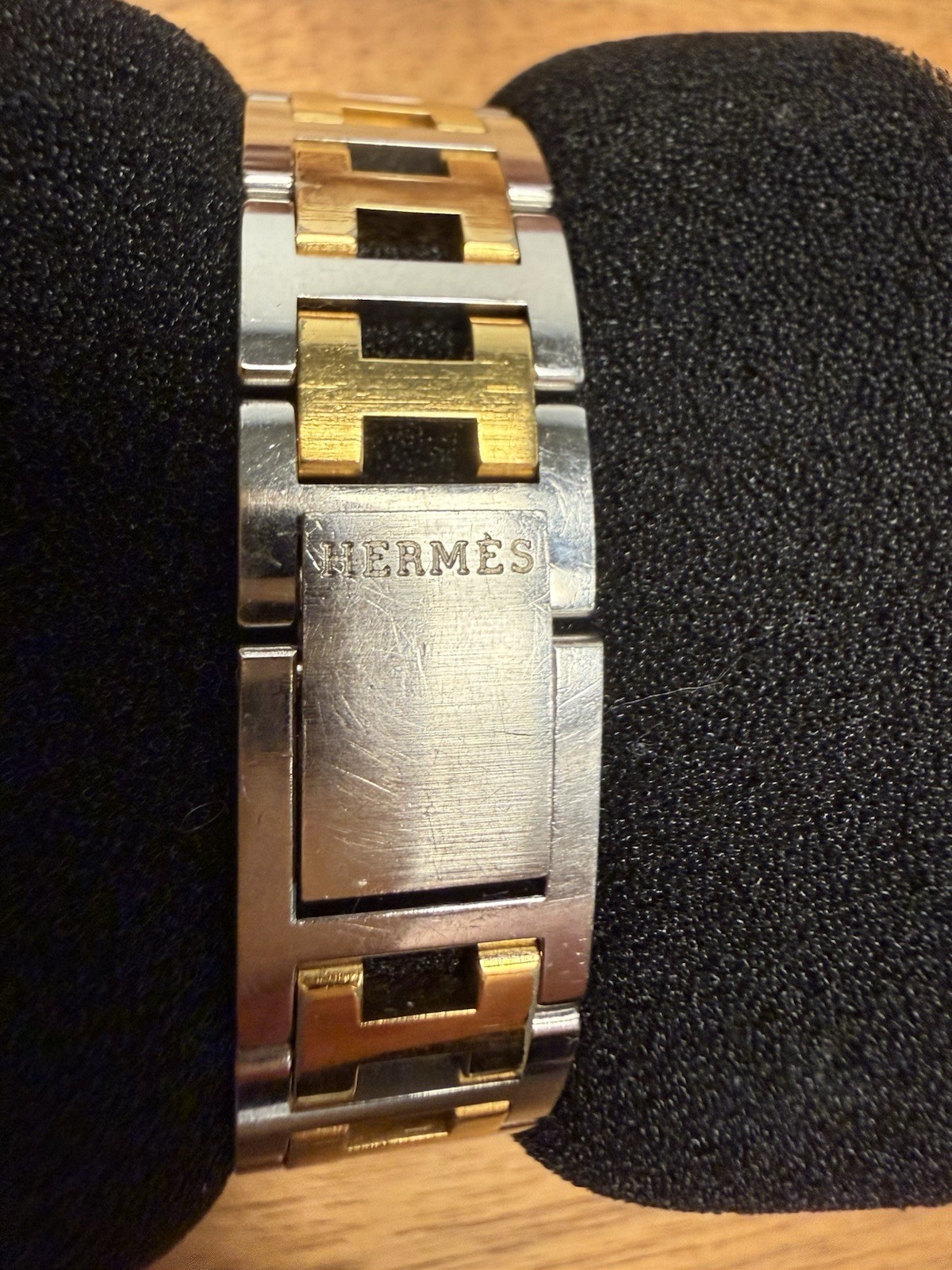 Hermes Clipper Watch Two Tone 30mm With Box Stainless Steel Ladies Authentic