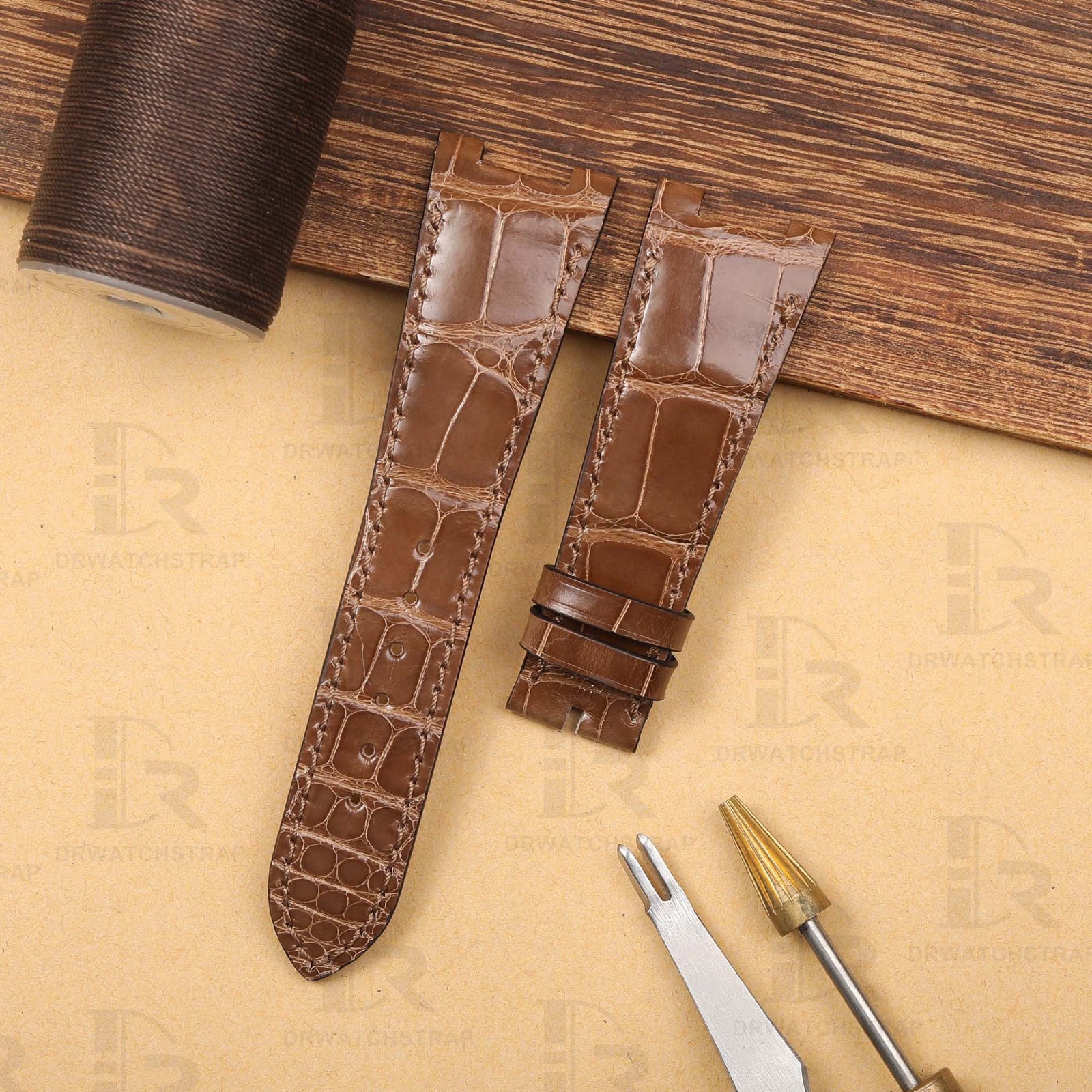 Dark Brown Croco leather strap for Patek Philippe Nautilus 5712 5711 7010