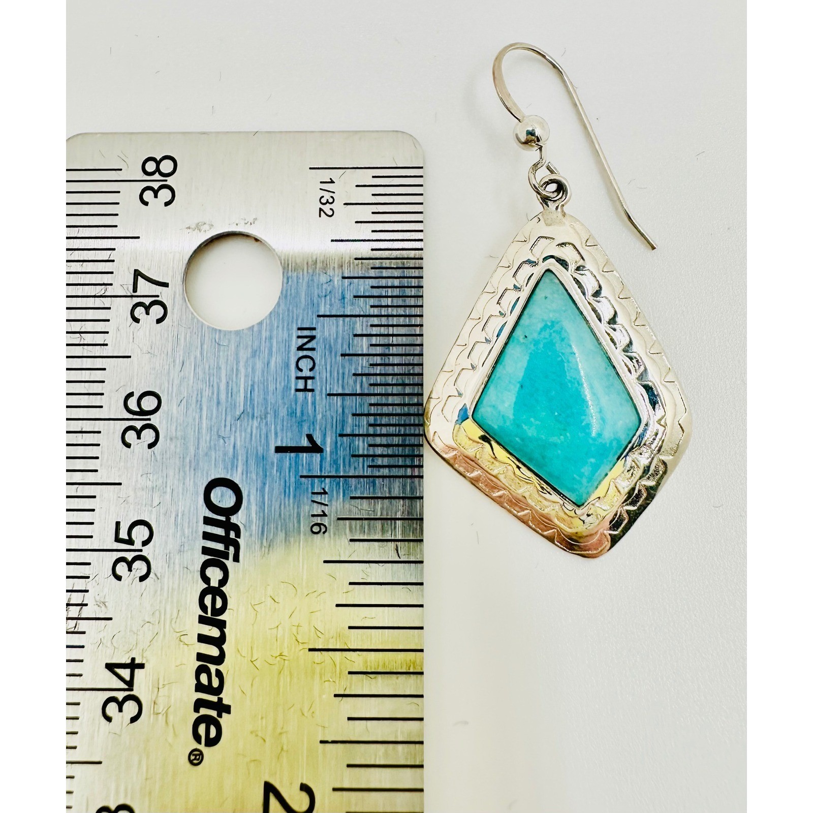 Beautiful Jay King DTR Sterling Silver Turquoise Geometric Drop Earrings 925