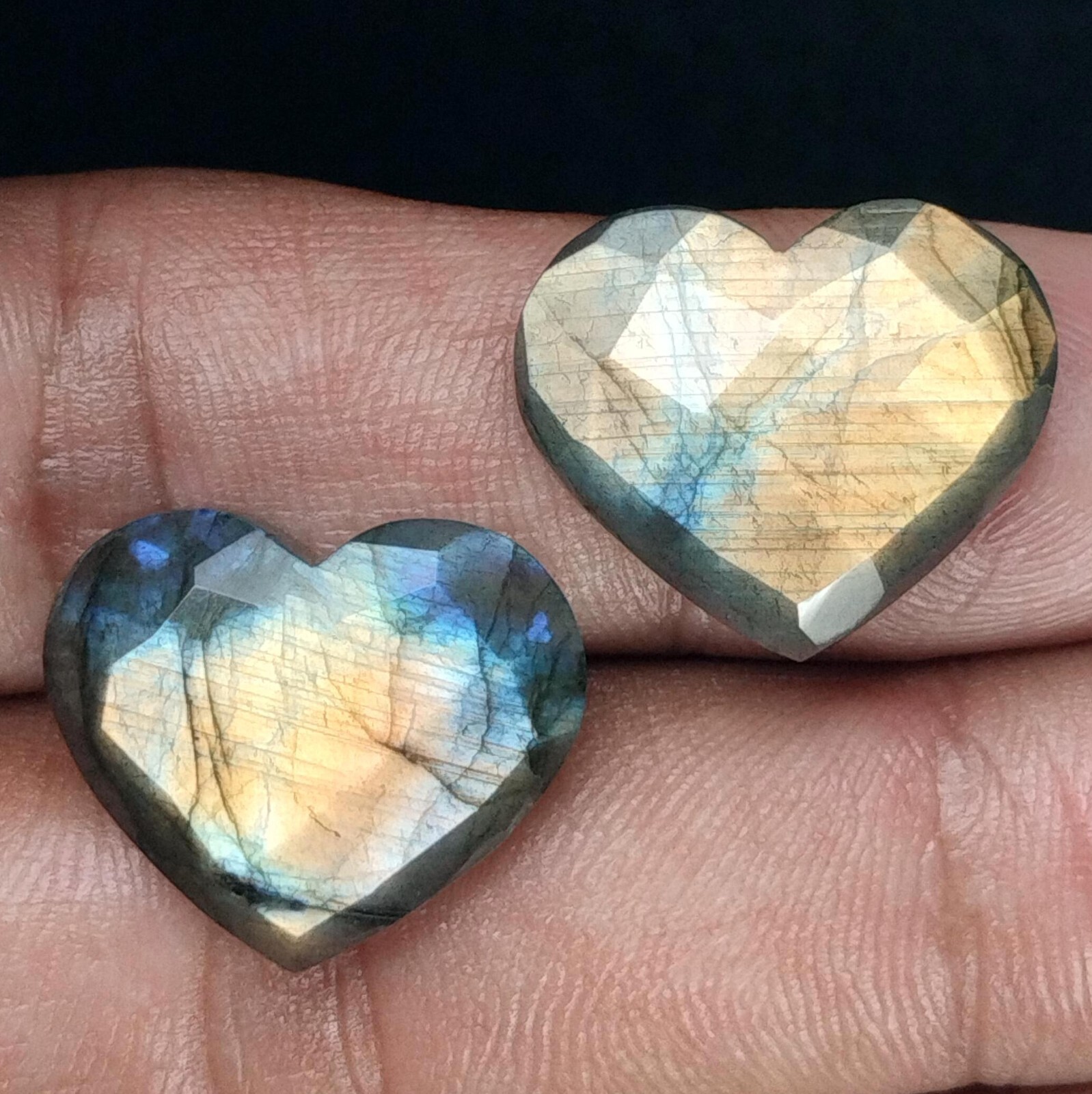 Labradorite Gemstone Cabochon Duo Faceted Brilliance for Artisanal Jewelry 16×20