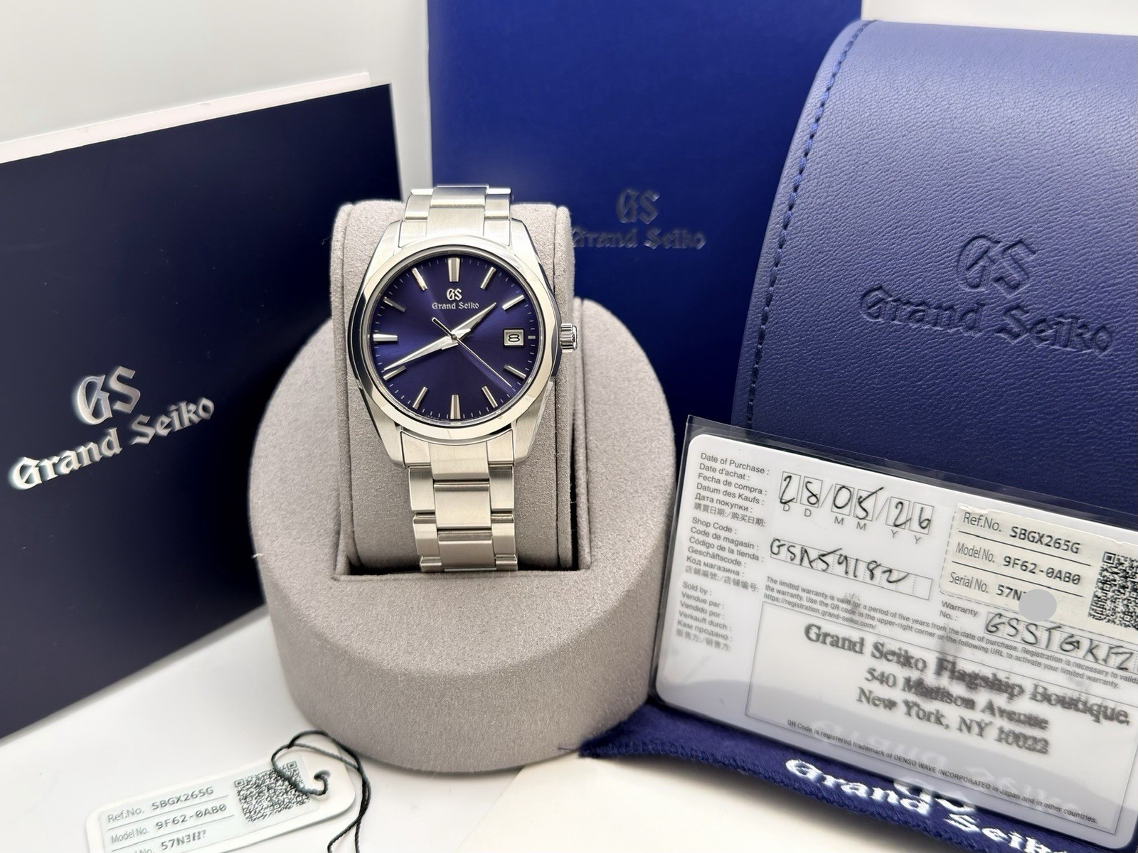 2026 NEW Grand Seiko Heritage Collection SBGX265 37mm Blue Dial Steel Box Paper