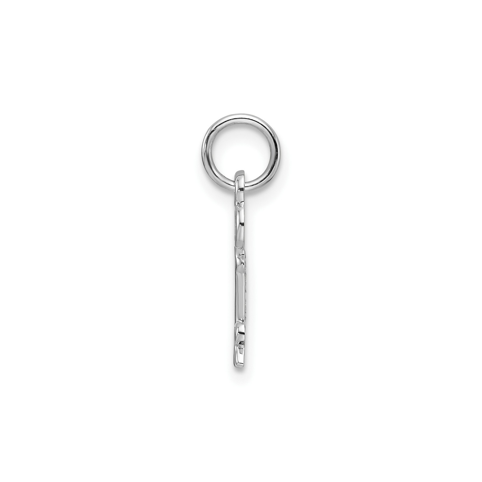 14k White Gold Key Pendant Openwork Monogram Letter R Charm Unisex Necklace