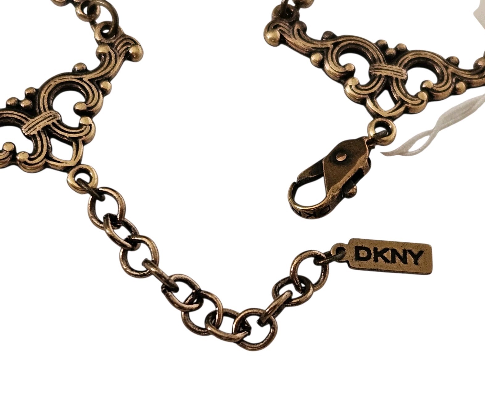 Vintage NEW Donna Karan DKNY Choker Necklace Floral Crystal Charm Necklace