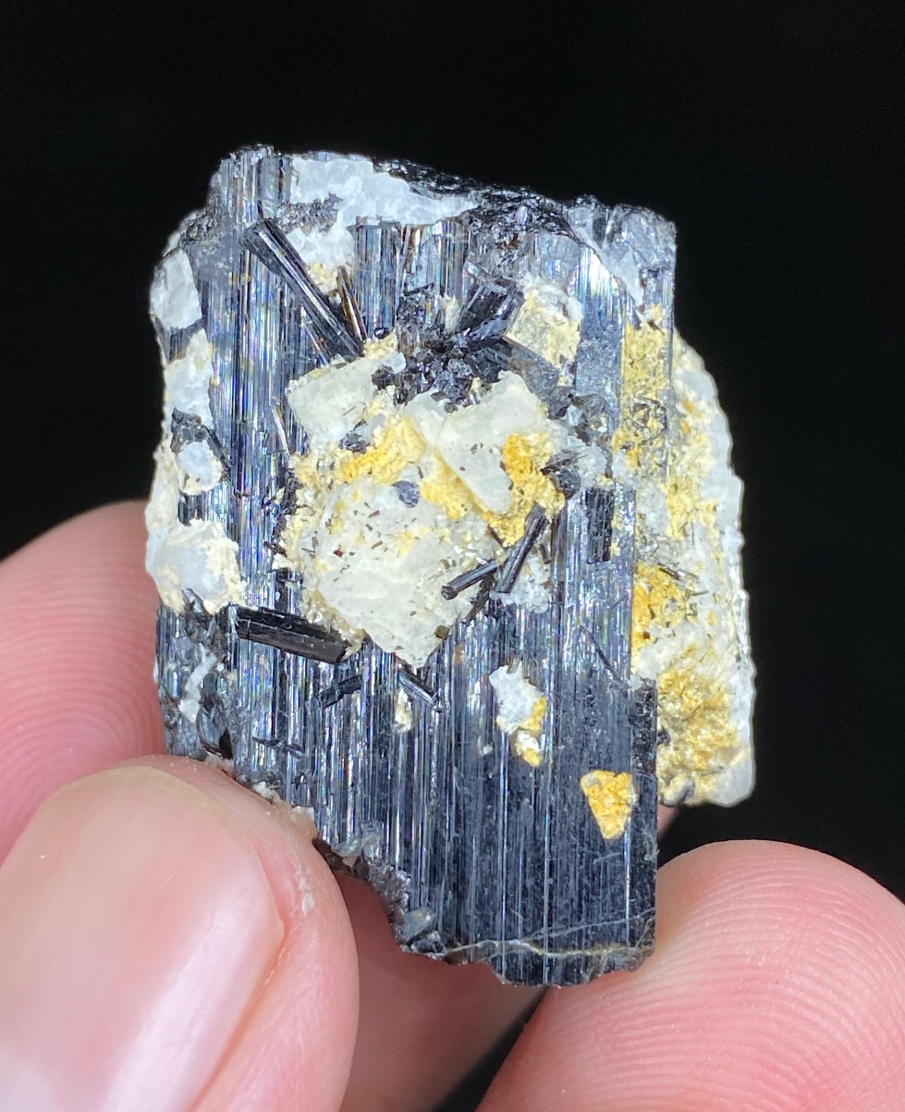 Natural Quardz With Black Tourmaline Crystal Specimen