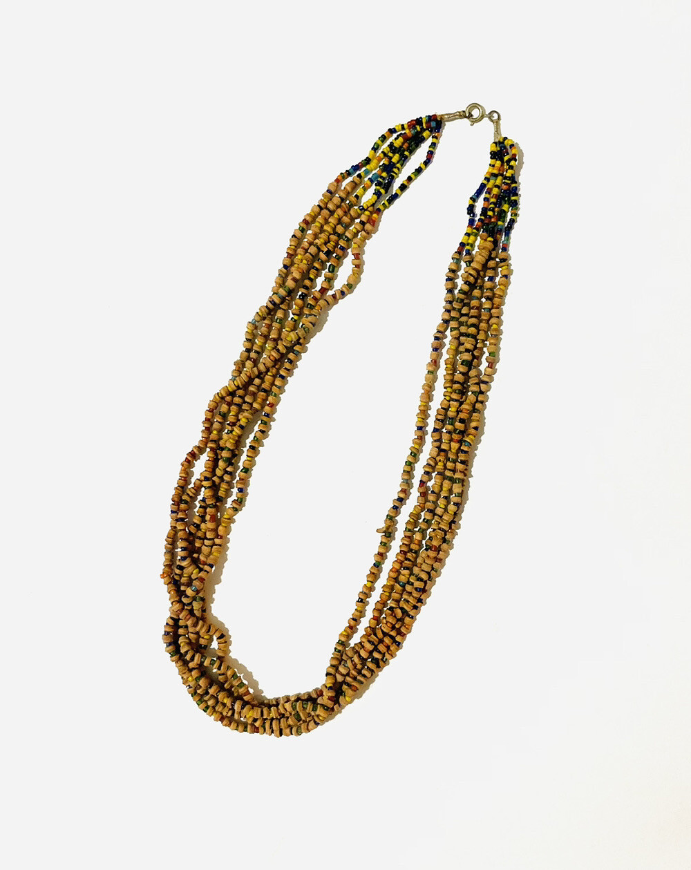 Necklace Vintage Multi Strand Wood and Glass Seed Beads