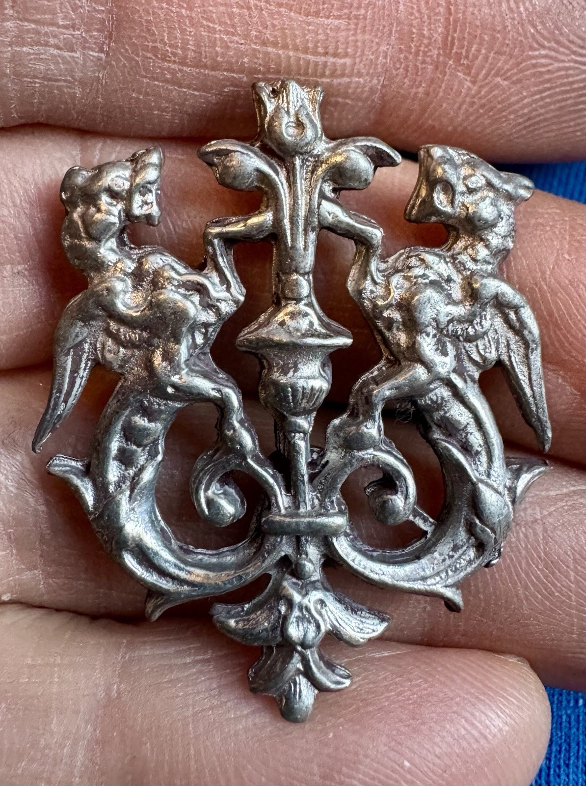 Vintage Cast Pewter Personal Coat of Arms pin/pendant
